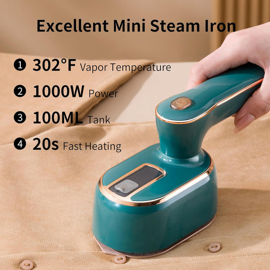 Travel Steamer for Clothes -1000W Small Steam Irons Foldable for Wrinkle Removal
