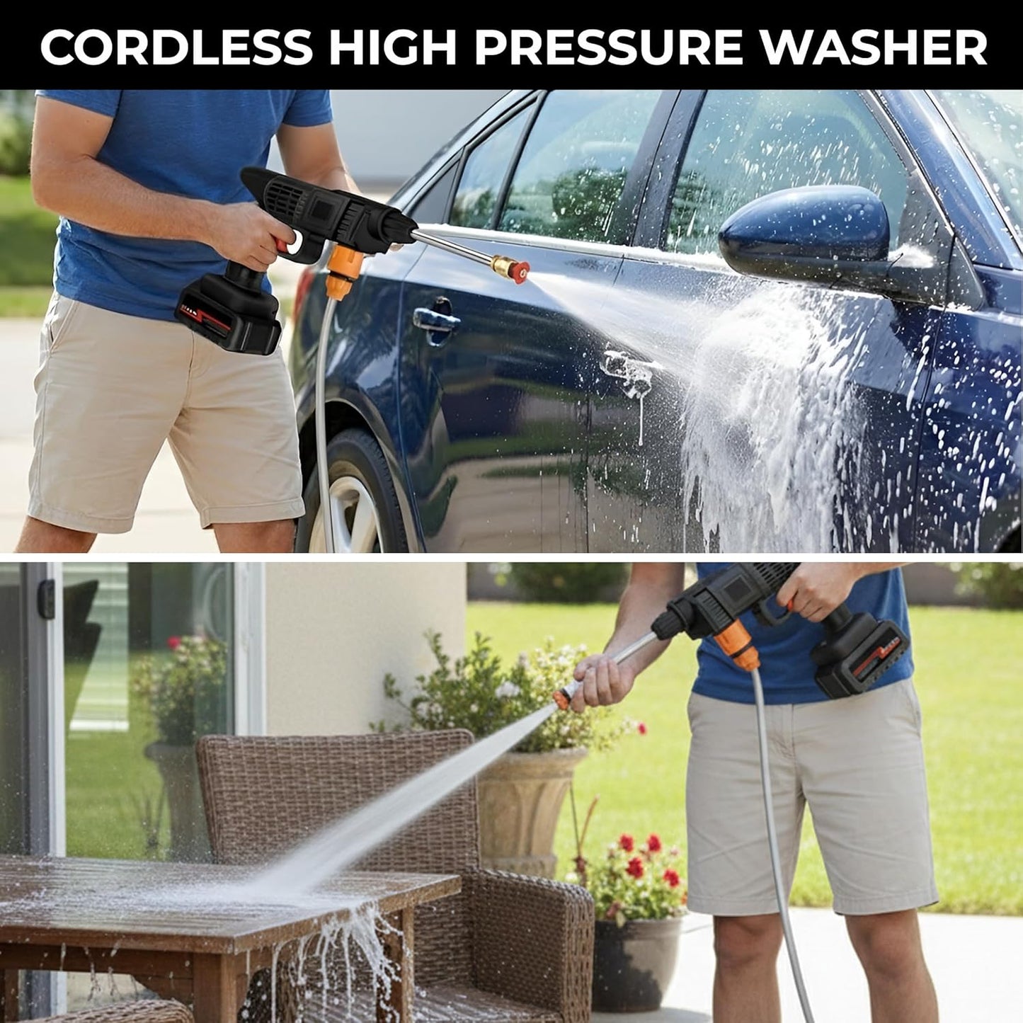 Cordless High-Pressure Car Washer Gun (Complete Kit)